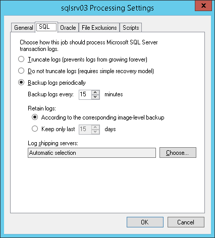 Required Microsoft SQL Server Backup Job Settings