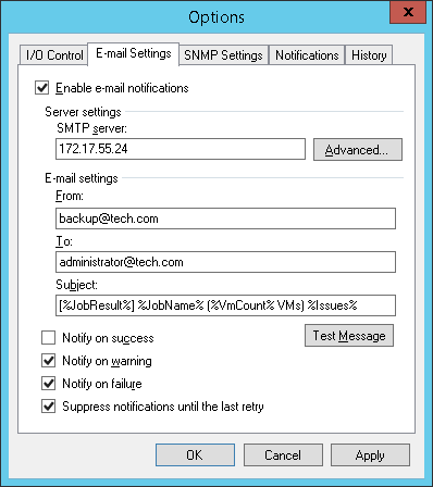 Configuring Global Email Notification Settings