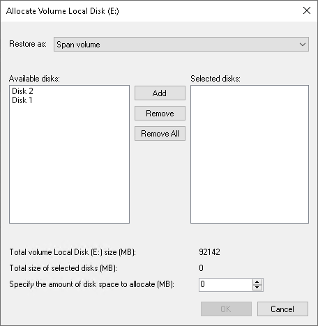 Allocating Restored Volumes to Dynamic Disks