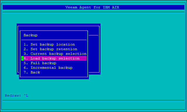 Loading Backup Selection