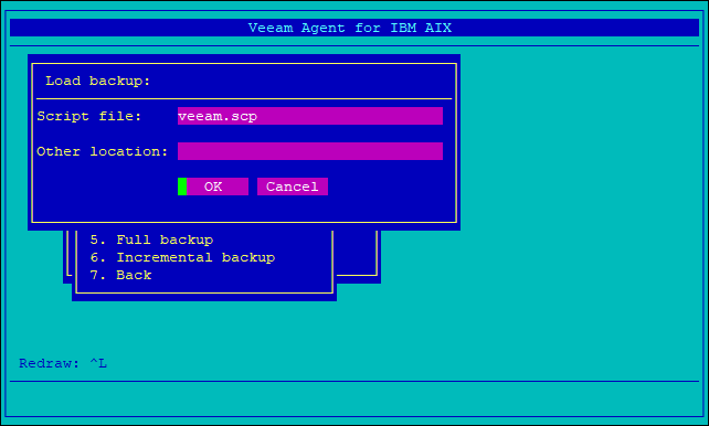 Loading Backup Selection