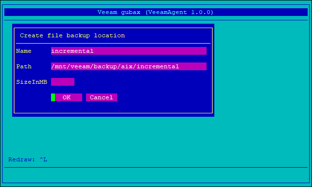 Step 2.2.b. Add Backup Location