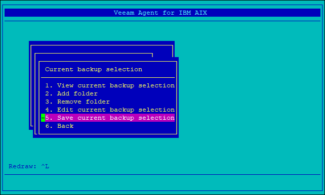 Saving Current Backup Selection