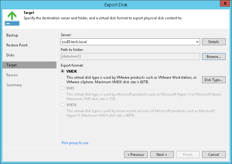 Step 4. Select Destination and Disk Format