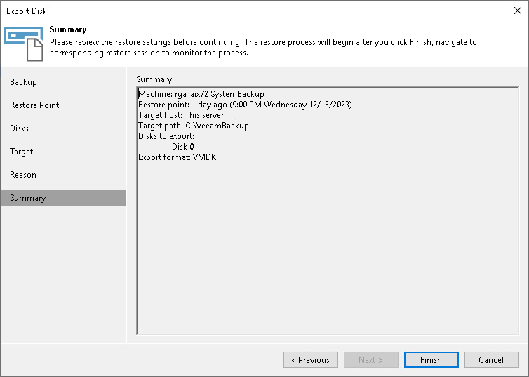 Step 7. Complete Restore Process