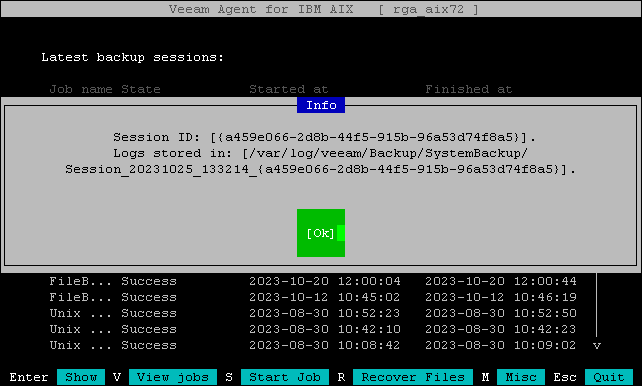 Starting Backup Job from Control Panel