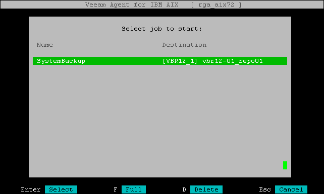 Starting Backup Job from Control Panel