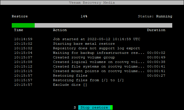 Step 8. Review Setup and Launch Restore Process