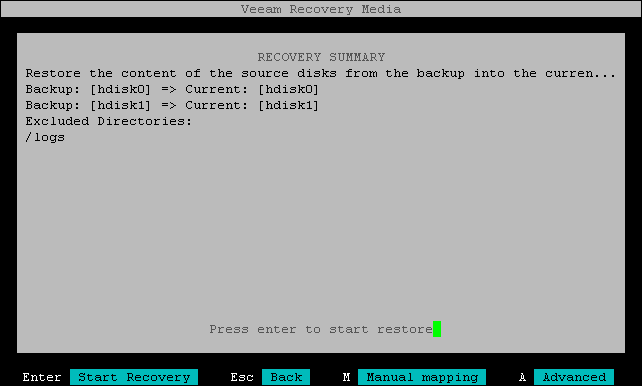 Step 8. Review Setup and Launch Restore Process