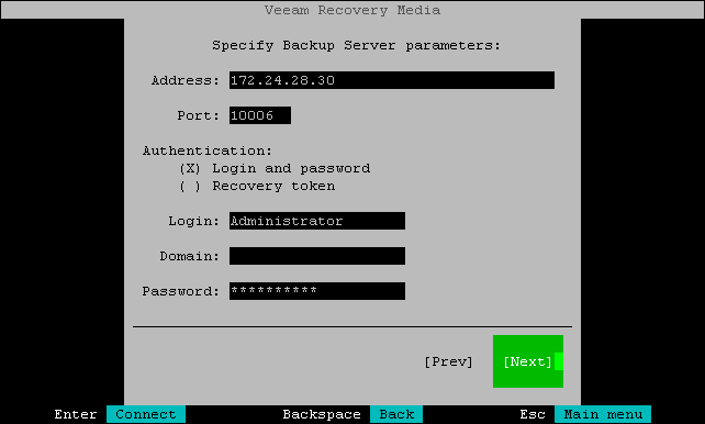 Specifying Veeam Backup Server Settings