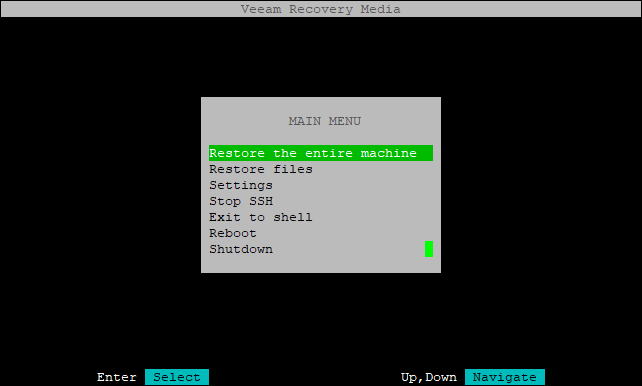 Booting from Veeam Recovery Media