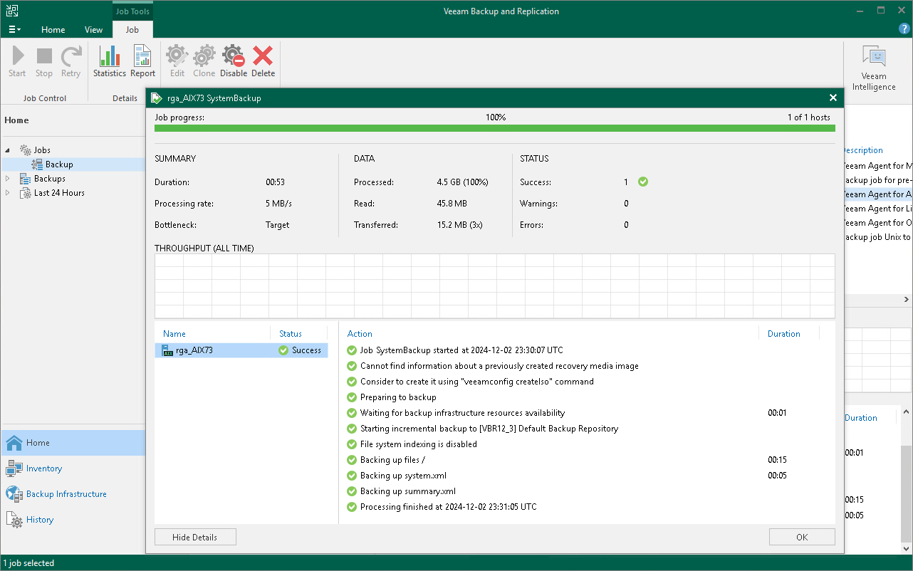 View Veeam Agent Backup Job Statistics