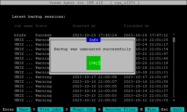 Step 4. Stop Backup Mount Session