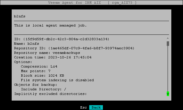 Viewing Backup Job Settings