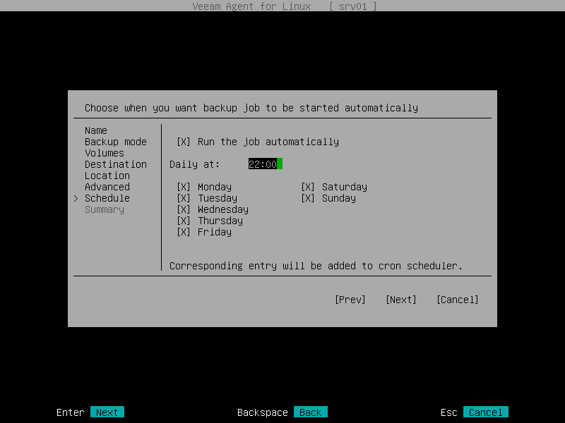 Step 12. Specify Backup Schedule