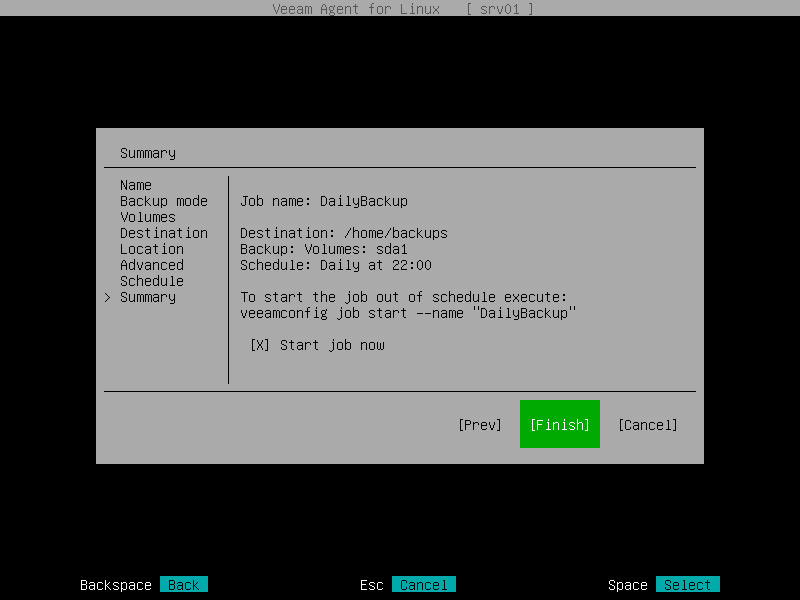 Step 13. Review Backup Job Settings