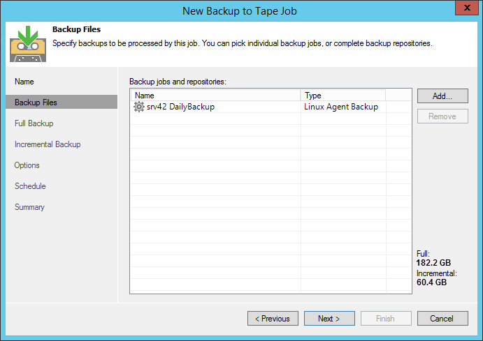 Archiving Veeam Agent Backups to Tape