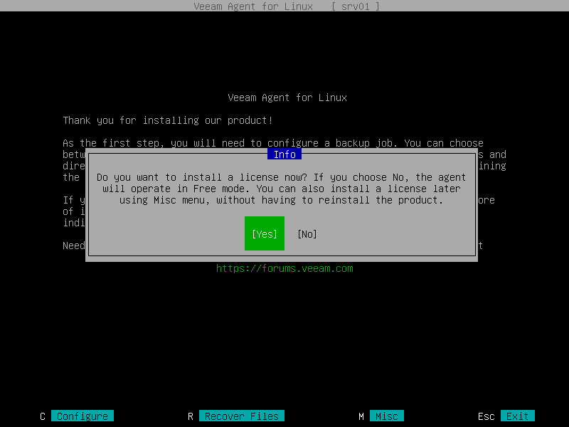 Veeam Agent for Linux Control Panel