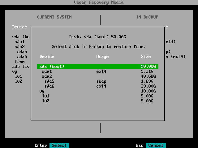 Mapping Target Disk to Source Disk