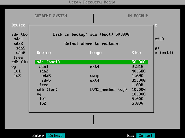 Mapping Source Disk to Target Disk