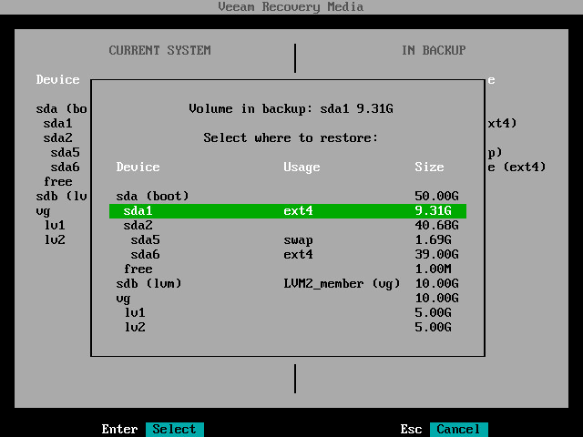 Mapping Source Volume to Target Volume