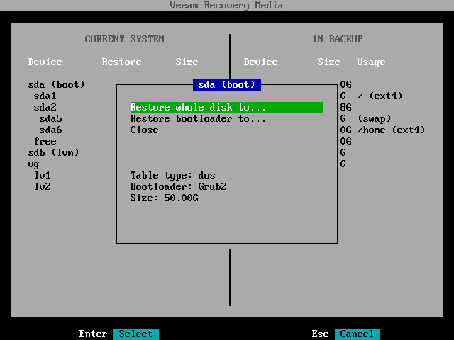 Mapping Source Disk to Target Disk