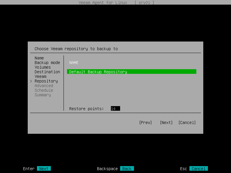 Veeam Backup Repository Settings