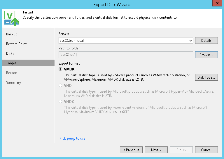 Step 4. Select Destination and Disk Format