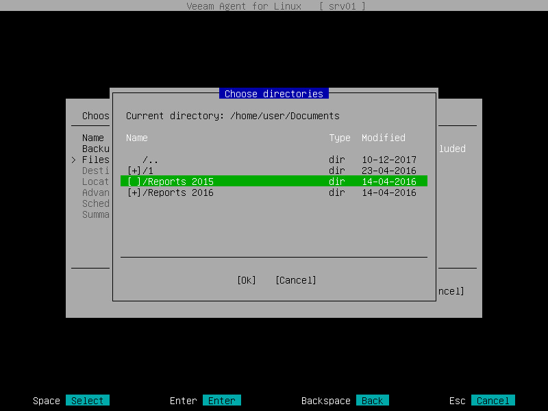 Selecting Files and Directories to Back Up