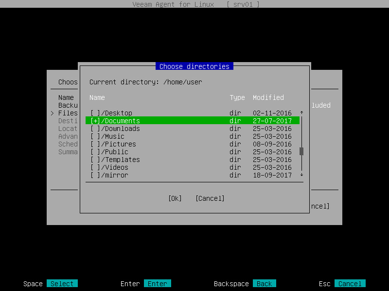 Selecting Files and Directories to Back Up