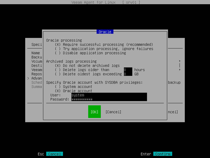 Oracle Database Processing Settings
