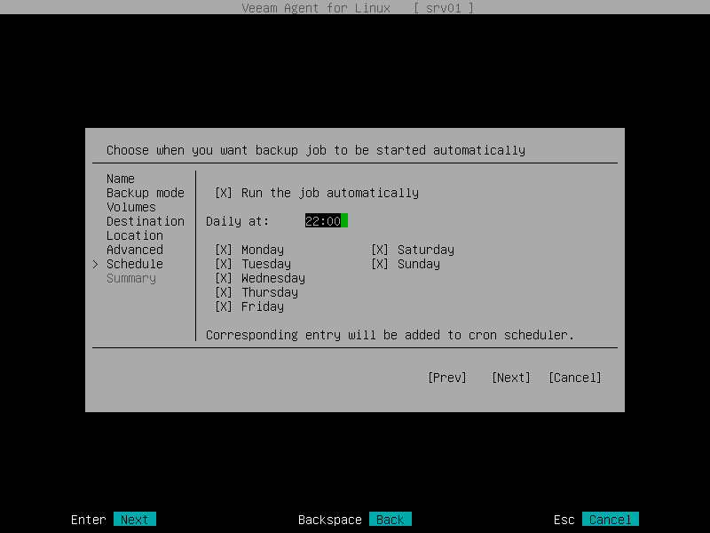 Step 8. Specify Backup Schedule