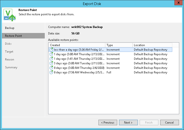 Step 2. Select Restore Point