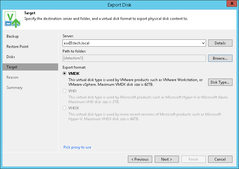 Step 4. Select Destination and Disk Format