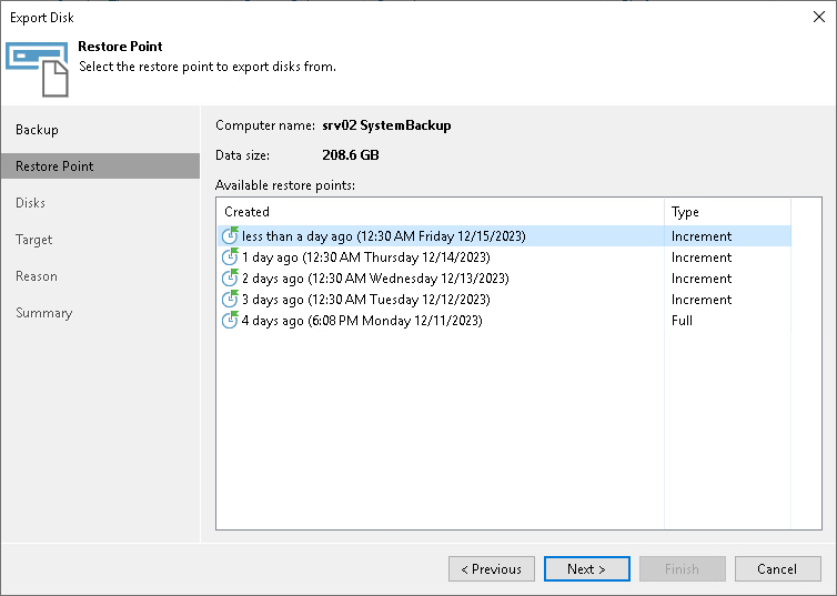 Step 3. Select Restore Point
