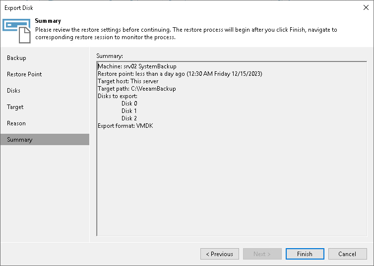 Step 7. Complete Restore Process