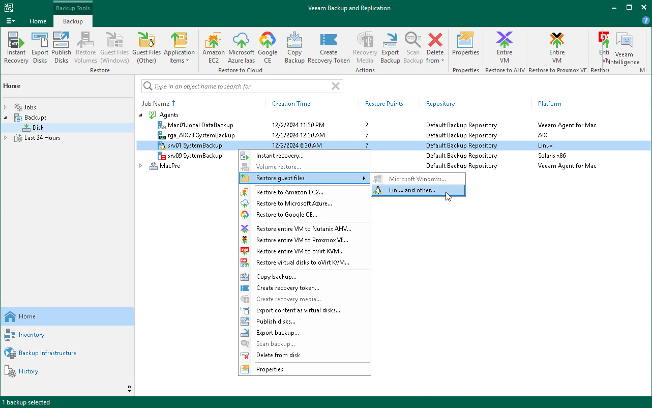 Restore Files and Folders