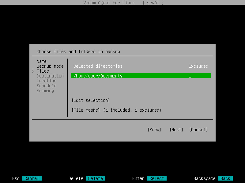 Selecting Files and Directories to Back Up