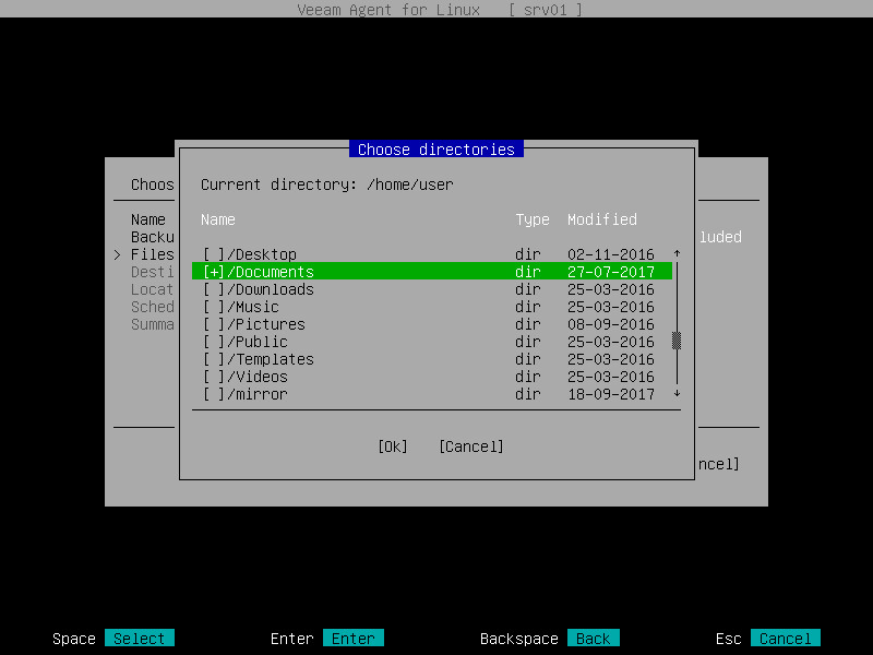 Selecting Files and Directories to Back Up