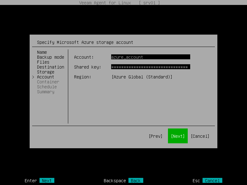 Microsoft Azure Storage Settings