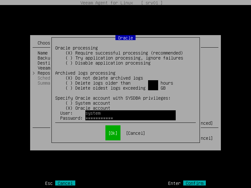 Oracle Database Processing Settings
