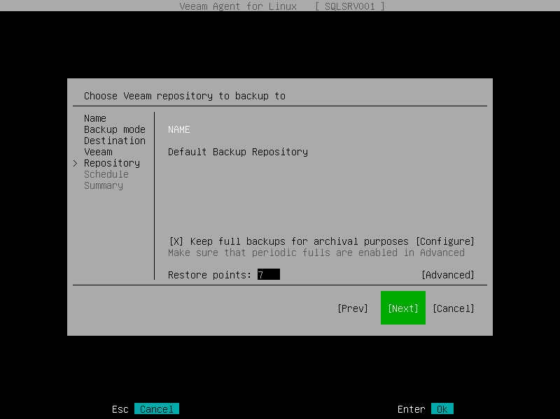 Veeam Backup Repository Settings