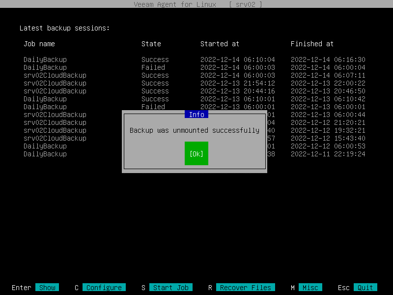 Step 4. Stop Backup Mount Session