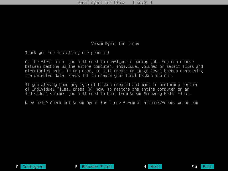 Veeam Agent for Linux Control Panel