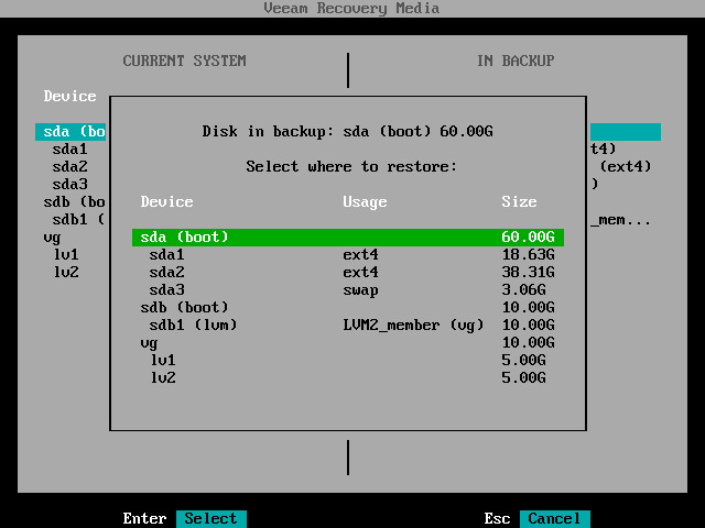 Mapping Source Disk to Target Disk
