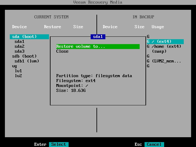 Mapping Source Volume to Target Volume