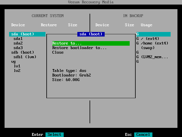 Mapping Source Disk to Target Disk