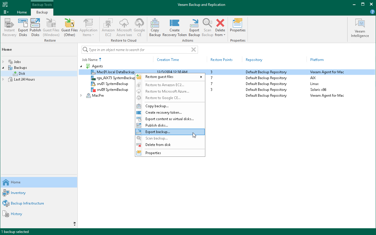 Export Restore Point to Full Backup File