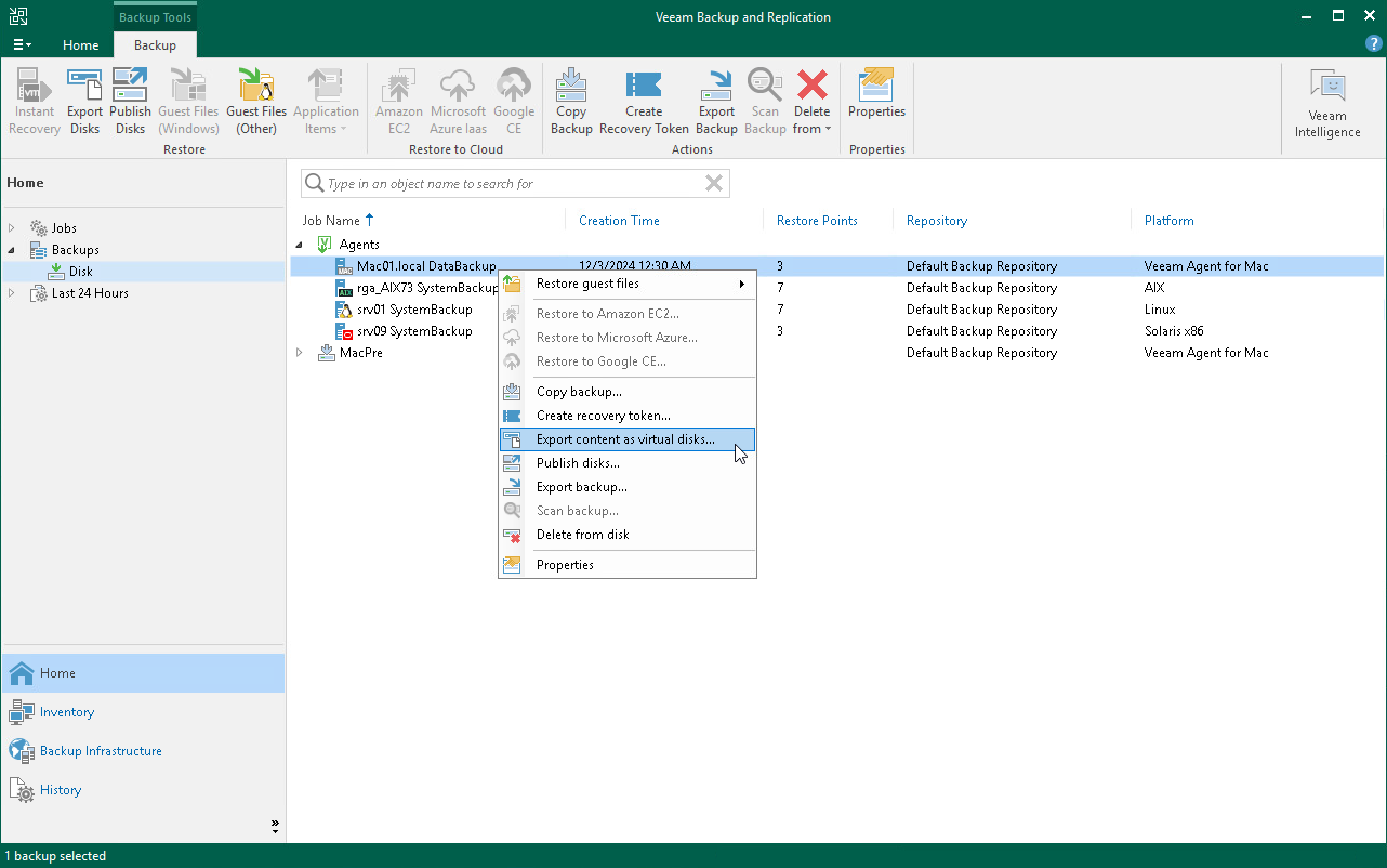 Launch Export Disk Wizard