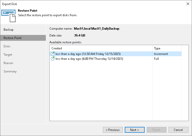 Step 3. Select Restore Point